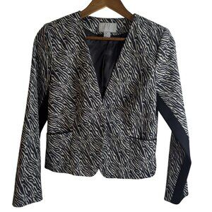 H&M Zebra Print Blazer Women Sz 8 Fitted Lightweight OfficeWear Business Career